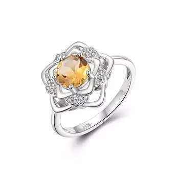 2024 Новое поступление, кольцо с цитрином в форме цветка, натуральные драгоценные камни, женские изысканные украшения для жены, мамы, повседневная одежда, значимый подарок us ring size 6# жёлтый