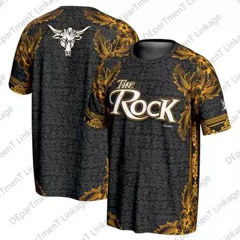 2024 Новое поступление Летняя футболка Wrestling Match The Rock ProSphere Golden Paisley с цифровой печатью Футболка большого размера для детей/взрослых S белый