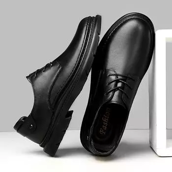 2024 Новое поступление Мужские повседневные туфли-оксфорды на шнуровке Высококачественная мужская деловая обувь Стильная мужская свадебная обувь из натуральной кожи 38 чёрный
