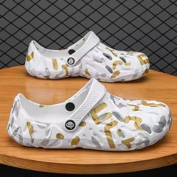 2024 Новое поступление Мужские сабо Летняя обувь Мужские тапочки Дышащие нескользящие мюли Мужская садовая обувь Повседневные пляжные сандалии Zapatos 40 чёрный