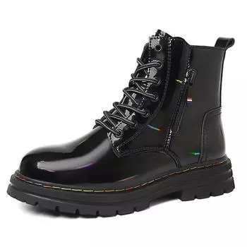 2024 Новое поступление Уличные мужские повседневные ботинки с высоким верхом Кожаные модные ботинки на шнуровке Мотоциклетные ботинки Роскошный бренд Классические ботинки-дезерты 38 чёрный
