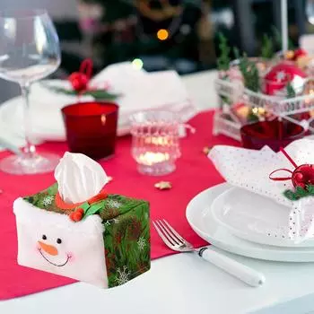 2024 Новое рождественское украшение Чехол для бумажного полотенца Рождественская атмосфера для рабочего стола Рождественские принадлежности Рождественская подвеска зелёный