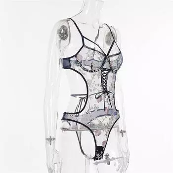 2024 новое сексуальное нижнее белье, сексуальная сетчатая гравировка, полое цельное сексуальное нижнее белье S