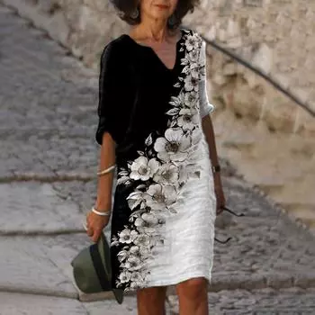 2024 Новое весеннее женское свободное винтажное платье с оборками Летнее платье с цветочным принтом в стиле бохо Повседневные элегантные платья для вечеринок Платья Vestidos XXL