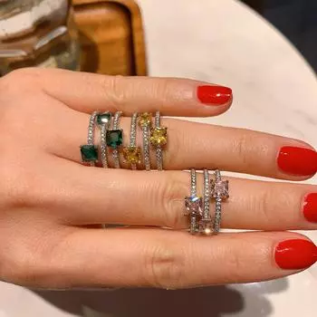 2024 Новое винтажное женское розовое бриллиантовое кольцо Founder 5X5 Модное универсальное цветное ювелирное кольцо-сокровище Модное