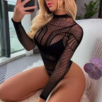 2024 Новое высококачественное цельное нижнее белье Женский эротический сетчатый прозрачный полый боди-костюм Одежда Женский сексуальный сетчатый комбинезон One Size