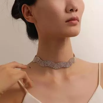 2024 Новое Женское Ожерелье INS Luxury Full Diamond Zircon Choker серебряный