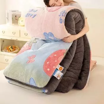 2024 Новое зимнее одеяло из флиса с принтом «Снежинка» из овечьей шерсти, одеяло из молочного бархата Farai, 110x150 см, утолщенное теплое одеяло 110x150cm 1pcs&0.5-1 kg