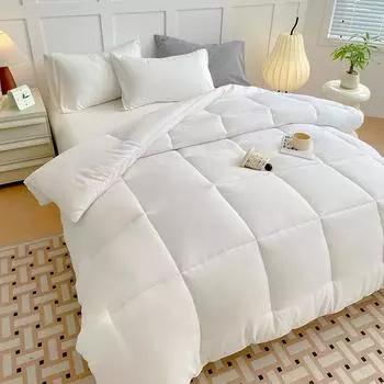 2024 новое зимнее одеяло утолщенное теплое однотонное простое ветровое одеяло из соевого волокна, приятное для кожи, теплое одеяло на весну и осень 173x229cm 1.5kg белый