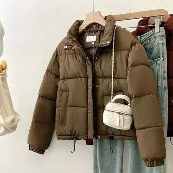 2024 Новое зимнее пуховое пальто с хлопковой подкладкой для женщин, свободные стеганые парки на молнии, куртки для девочек, утепленные куртки черного и белого цвета для зимы M белый