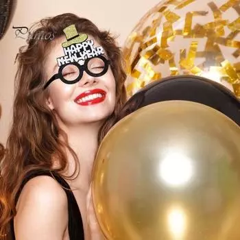 2024 новогодние украшения для вечеринки, очки, реквизит для фотографий, черные и золотые тематические рамки, оправы для очков с новым годом