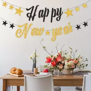 2024 Новогодний баннер, сверкающий яркий цвет, тонкая текстура, устойчивый к выцветанию, подвесной баннер, праздничное украшение, реквизит для фотосъемки розового золота