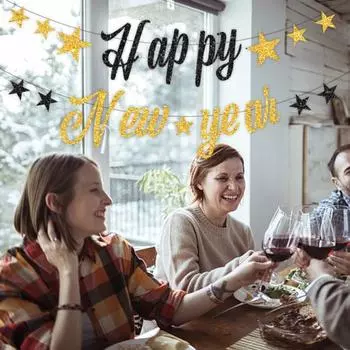 2024 Новогодний баннер, сверкающий яркий цвет, тонкая текстура, устойчивый к выцветанию, подвесной баннер, праздничное украшение, реквизит для фотосъемки розового золота