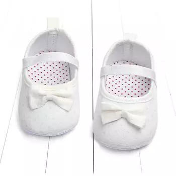 2024 Новорожденные Девочки Малыш Предходунки Прекрасный Бантик Младенец Малыш Принцесса Первые Ходунки Мягкие Подошвы Сандалии 11cm белый