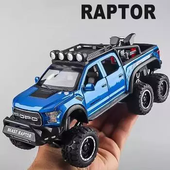 2024 Новые 1/28 Raptor F150 Внедорожные Машины Модели Игрушки Литые Сплавы Со Звуком Светом Инерционные Металлические Игрушки Для Мальчика Подарочная Коллекция Подарок красный