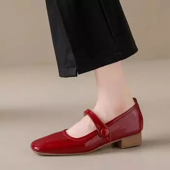 2024 Новые балетки с квадратным носком, модные туфли Мэри Джейн на низком каблуке, серебристые туфли с мелкой пряжкой и мягкой подошвой, Zapatos De Mujer 35 бежевый