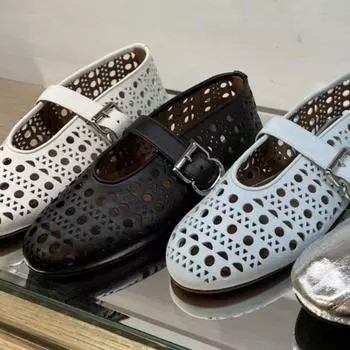 2024 Новые балетки во французском стиле с одной пряжкой в стиле Мэри Джейн для женщин 38 белый