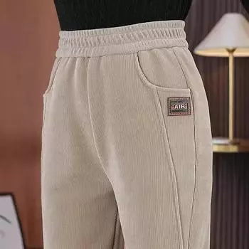 2024 Новые бархатные шаровары с высокой талией — Узкие, теплые, свободные брюки для осени и зимы M (47-55 kg)