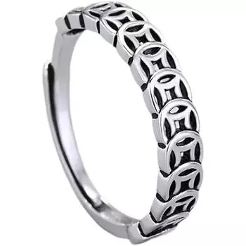 2024 Новые богатые перевалочные ретро-кольца Ping An Gongci Coin, индивидуальное простое нишевое кольцо Tide