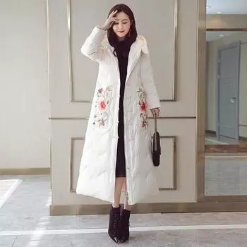 2024 новые большие размеры хлопчатобумажная одежда вышитые куртки женские зимние куртки-стеганые куртки для мам M is recommended to be within 52.5 kg розы красного