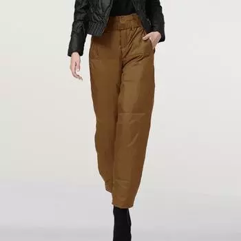 2024 Новые брюки из хлопка с высокой талией, женские зимние теплые утолщенные ветрозащитные брюки из хлопка M коричневый
