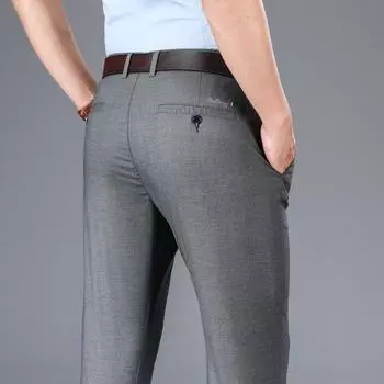 2024 Новые брюки в стиле вестерн Мужские повседневные брюки Летние брюки Тонкие и универсальные прямые и свободные брюки 28 чёрный