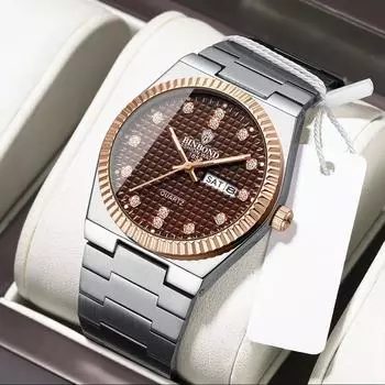 2024 Новые деловые мужские часы Лучший бренд класса люкс из нержавеющей стали часы для мужчин водонепроницаемые часы с датой спортивные часы