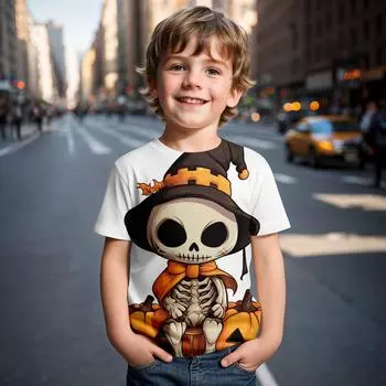 2024 Новые детские 3D Хэллоуин принт костюмы футболки высокого качества дышащие топы праздничные детские мальчики девочки игровые костюмы 100