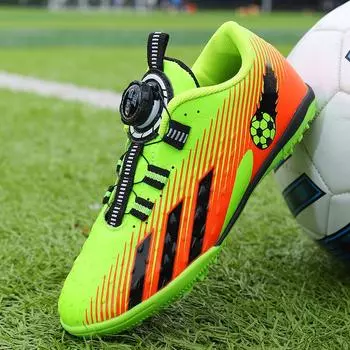 2024 новые детские футбольные тренировочные кроссовки с вращающейся пряжкой TF для мальчиков и девочек, тренировочные кроссовки для игры на траве 30