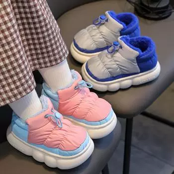 2024 Новые детские модные тапочки для девочек, водонепроницаемые зимние повседневные детские короткие ботинки для мальчиков, нескользящая обувь для родителей и детей 24-25 жёлтый