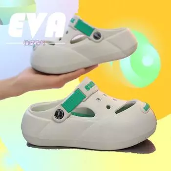 2024 Новые детские сандалии Легкие и дышащие сандалии для мальчиков Девочки Сандалии Baotou Baby Drag Детская обувь Hole для женщин 24