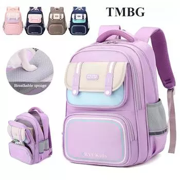 2024 Новые детские школьные ранцы для девочек и мальчиков, модная сумка для книг с защитой позвоночника, сумка для книг 3-6 классов, рюкзак для подростков, снижающий нагрузку фиолетовый