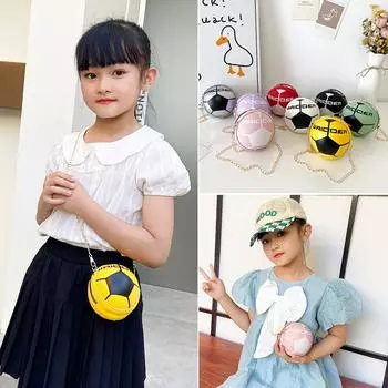 2024 новые детские сумки, креативные сумки-мессенджеры с футбольной цепочкой, сумки для мелочи, красивые маленькие круглые сумки для мальчиков и девочек. чёрный