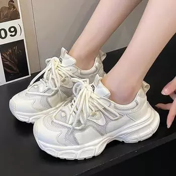 2024 Новые дизайнерские женские вулканизированные туфли Летние сетчатые дышащие женские кроссовки Модные универсальные повседневные женские туфли 35 бежевый