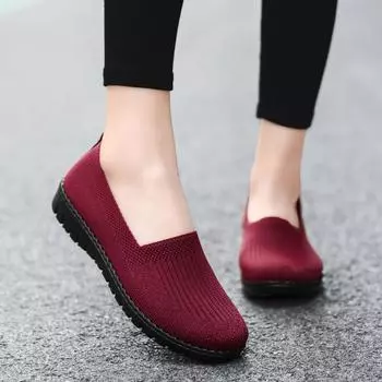 2024 Новые дышащие туфли для мам с мягкой подошвой Flying Woven, танцевальная обувь для пожилых людей 36 чёрный
