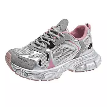 2024 Новые дышащие вулканизированные туфли женские повседневные кроссовки на платформе летние толстые низкие кроссовки большие кроссовки 35 серый