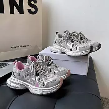 2024 Новые дышащие вулканизированные туфли женские повседневные кроссовки на платформе летние толстые низкие кроссовки большие кроссовки 35 серый