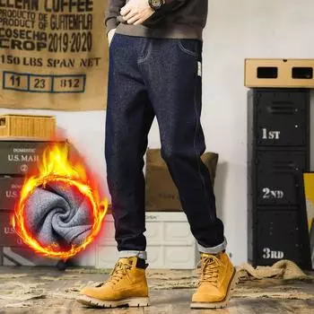 2024 Новые европейские и американские вельветовые/обычные опциональные джинсы мужские повседневные брюки прямые свободные мужские брюки высокого класса 28 чёрный