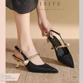 2024 новые французские босоножки с принтом женские бежевые босоножки модные элегантные туфли-лодочки на тонком каблуке для вечернего платья женские свадебные туфли 35 бежевый