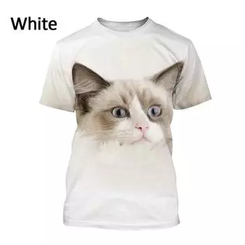 2024 Новые футболки с изображением животных Ragdoll Cat 3D, унисекс, повседневные футболки с коротким рукавом и принтом забавного котенка 6XL