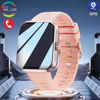 2024 Новые GPS Track Smart Watch 1,78 дюймов AMOLED HD Bluetooth Call Outdoor Sports Tracker Мужские и женские Smartwatches для OPPO розовый