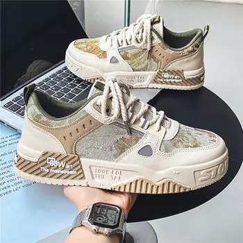 2024 Новые китайские шикарные мужские туфли, дышащие, модные, универсальные, повседневные, на толстой подошве, нескользящие, спортивные туфли 42 синий