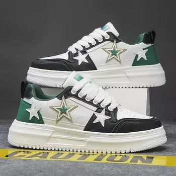 2024 Новые классические хип-хоп скейт-обувь, модные ретро-кроссовки с пентаграммой на шнуровке, повседневная обувь для спорта на открытом воздухе, размер 39-44 39 зелёный