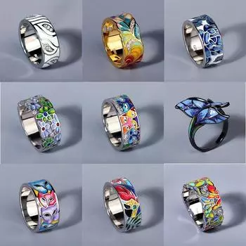 2024 новые кольца для женщин, креативные эмалированные кольца ручной работы, женские кольца, женские вечерние украшения, эпоксидное ремесло 6