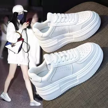 2024 новые кожаные женские белые повседневные женские вулканизированные кроссовки дышащие спортивные прогулочные кроссовки на платформе на плоской подошве 35 белый
