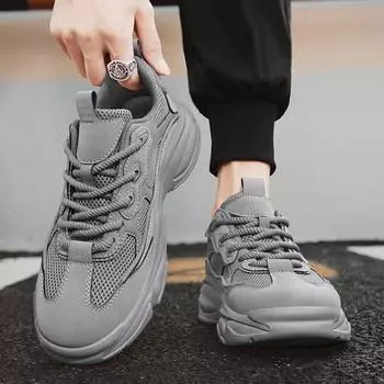 2024 Новые кроссовки для мужчин Кроссовки из дышащей сетки Повседневная спортивная обувь Удобные молодежные крутые кроссовки на шнуровке 39 чёрный