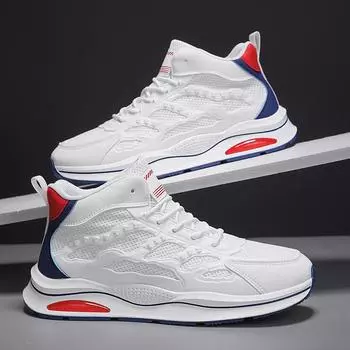 2024 Новые кроссовки для мужчин Летние кроссовки из дышащей сетки Повседневная спортивная обувь Удобные высокие кроссовки 39 чёрный