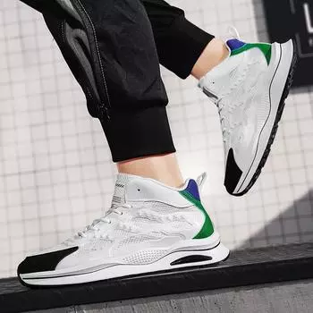 2024 Новые кроссовки для мужчин Летние кроссовки из дышащей сетки Повседневная спортивная обувь Удобные высокие кроссовки 39 чёрный