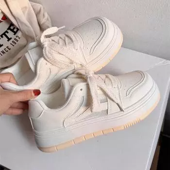 2024 новые кроссовки на танкетке повседневная модная удобная женская обувь для активного отдыха универсальная легкая женская вулканизированная обувь 35 бежевый