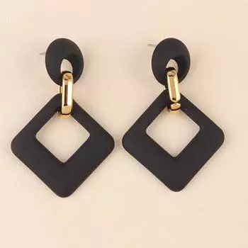 2024 Новые квадратные акриловые серьги-капли 12 цветов Легкая роскошь Многоцветные геометрические серьги для женщин Ювелирные изделия AVE Black